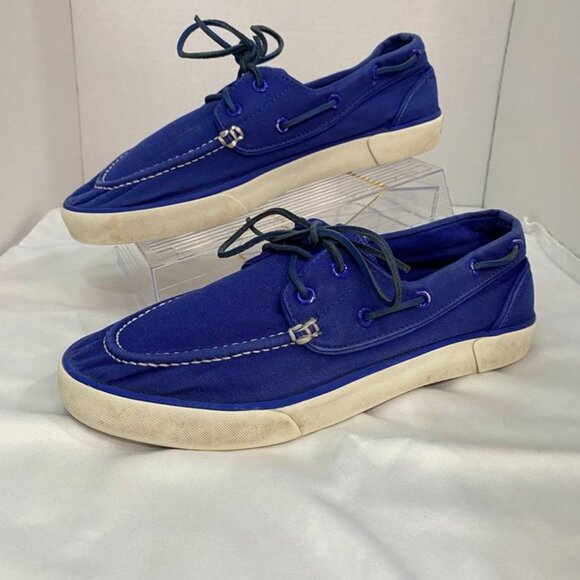Polo Ralph Lauren Canvas Sander P Boat Shoes Blue Moc Toe Casual Sneaker 9.5D - Picture 5 of 12